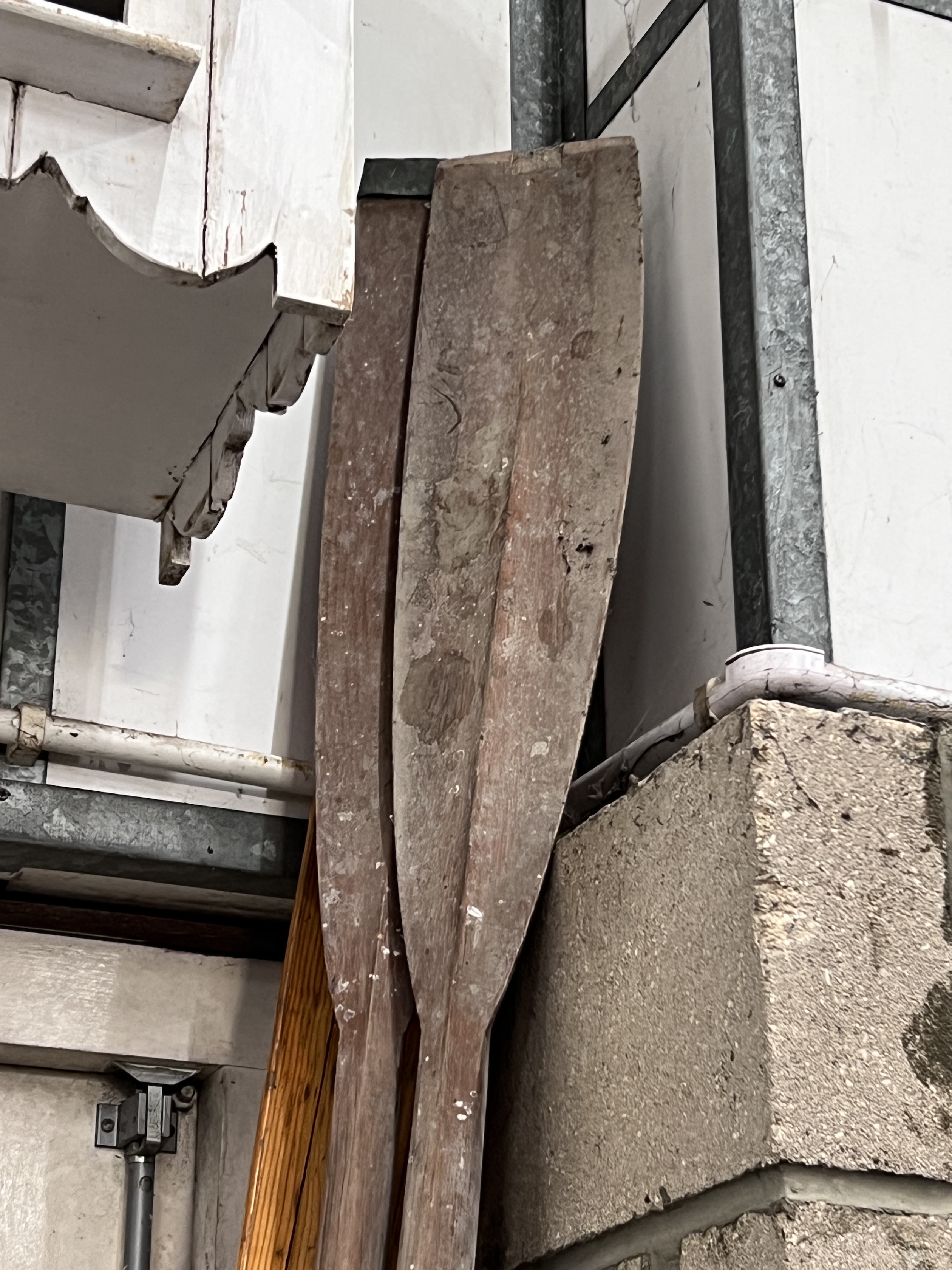 Three pairs of vintage oars